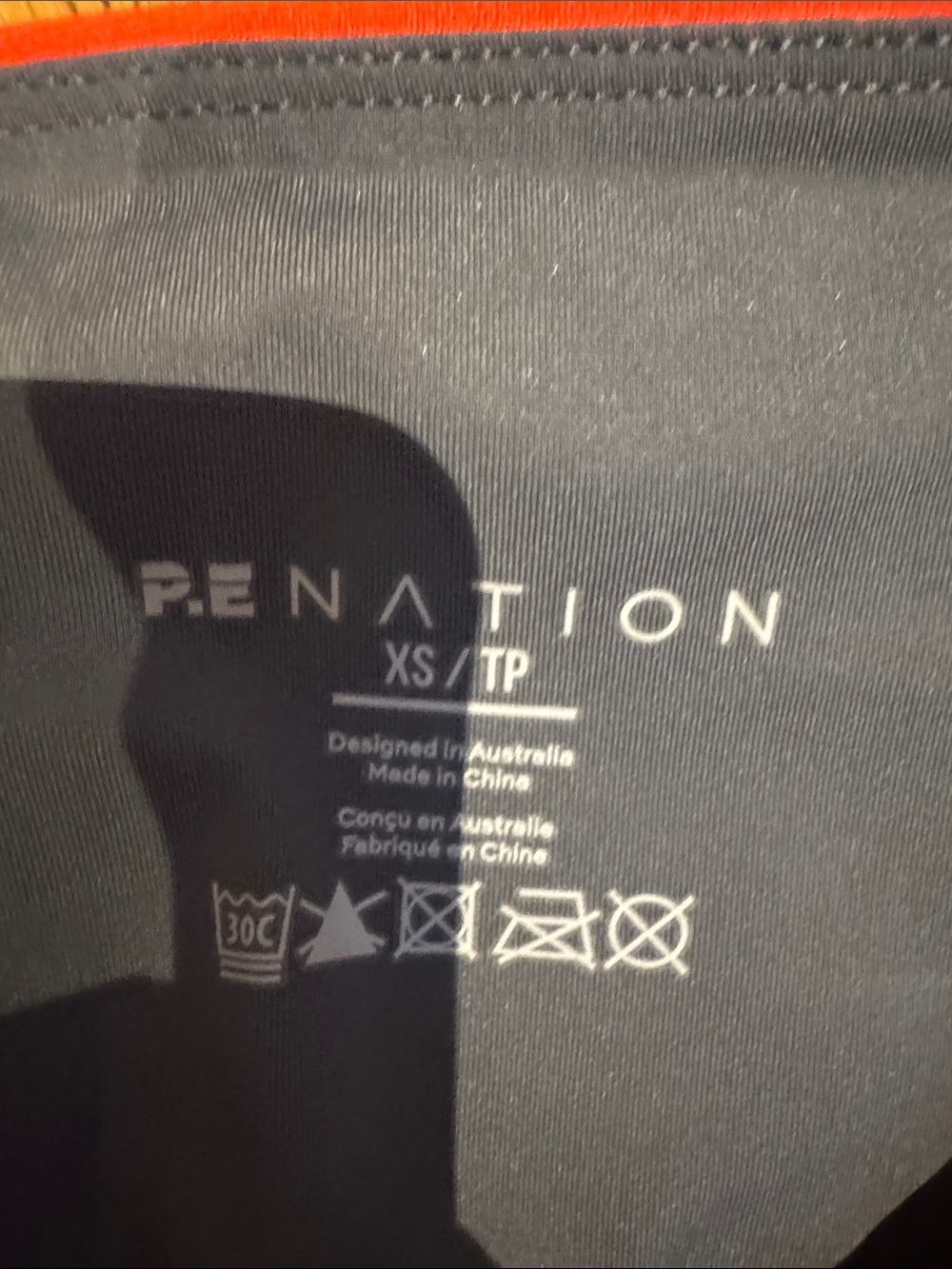 P.E Nation Colorblock Leggings XS Black Gray Orange Mesh Athletic Activewear - Picture 8 of 9